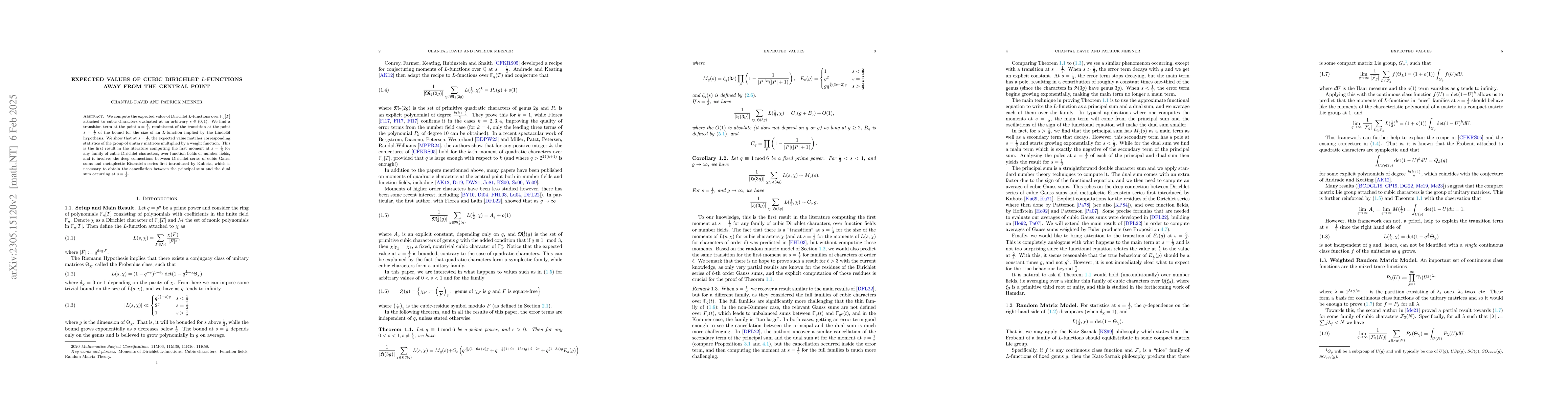 Thumbnail for Expected Values of $L$-functions Away from the Central Point