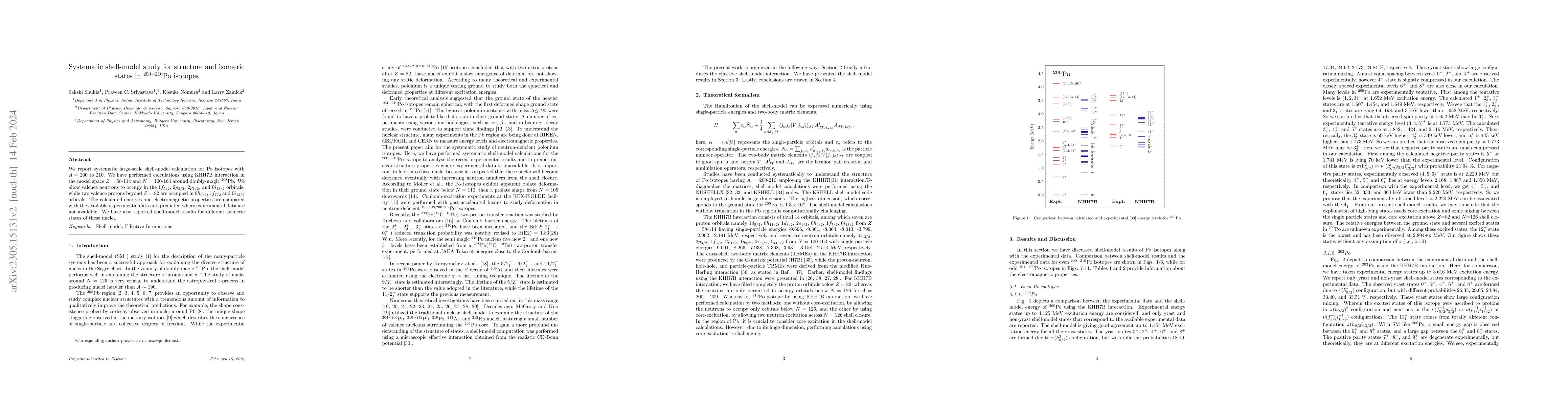 Thumbnail for Systematic shell-model study for structure and isomeric states in
  $^{200-210}$Po isotopes