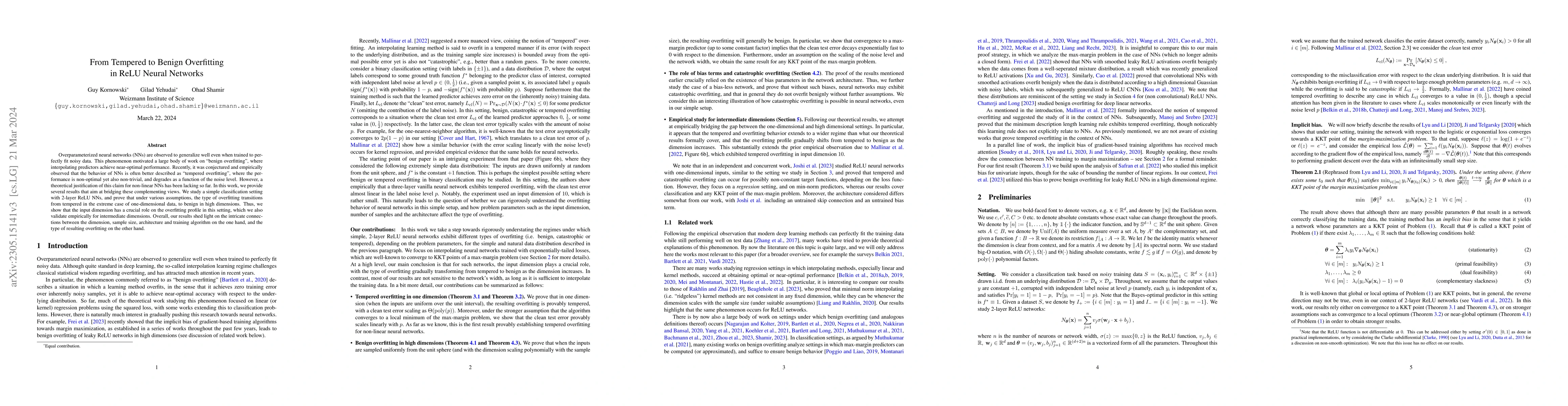 Thumbnail for From Tempered to Benign Overfitting in ReLU Neural Networks