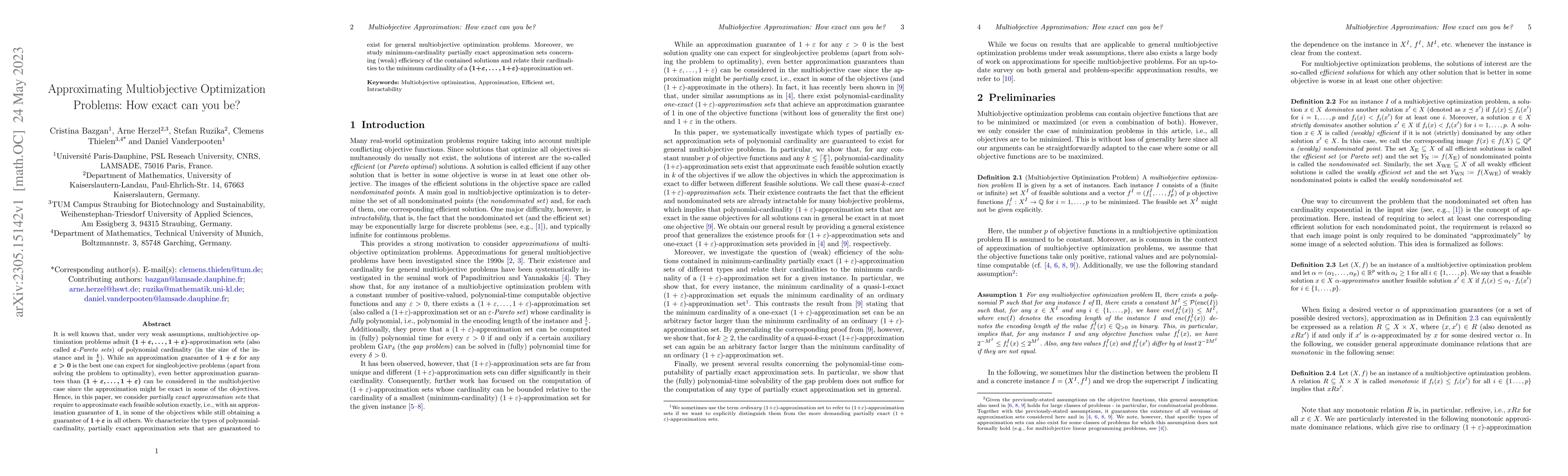 Thumbnail for Approximating Multiobjective Optimization Problems: How exact can you
  be?