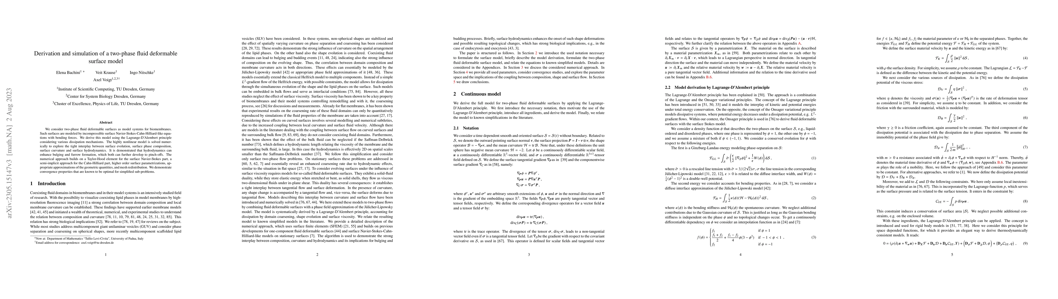 Thumbnail for Derivation and simulation of a two-phase fluid deformable surface model