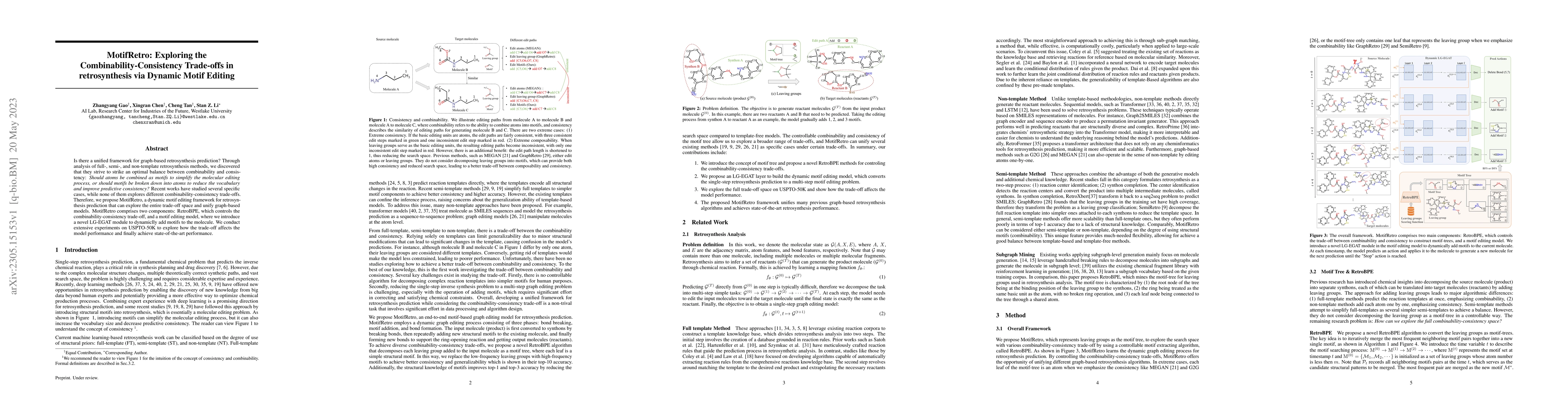 Thumbnail for MotifRetro: Exploring the Combinability-Consistency Trade-offs in
  retrosynthesis via Dynamic Motif Editing