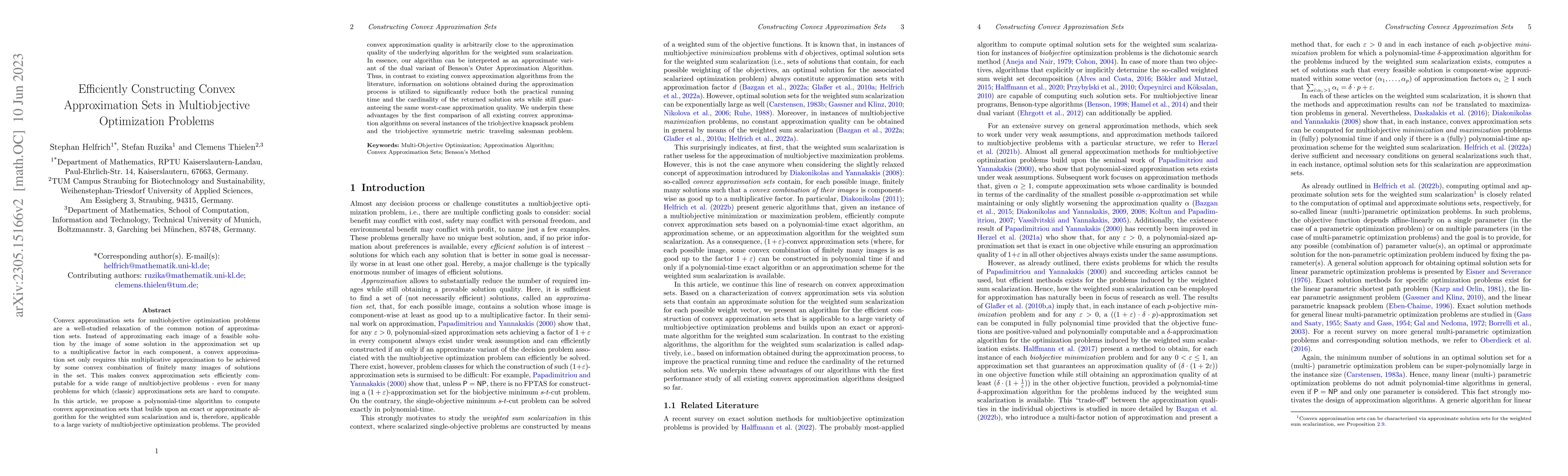 Thumbnail for Efficiently Constructing Convex Approximation Sets in Multiobjective
  Optimization Problems