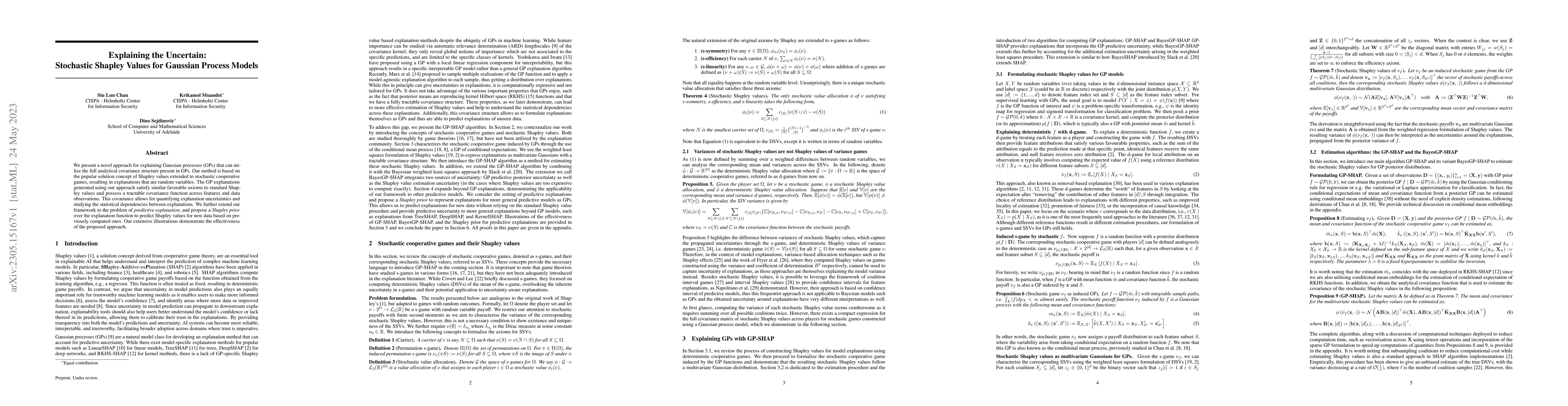 Thumbnail for Explaining the Uncertain: Stochastic Shapley Values for Gaussian Process
  Models