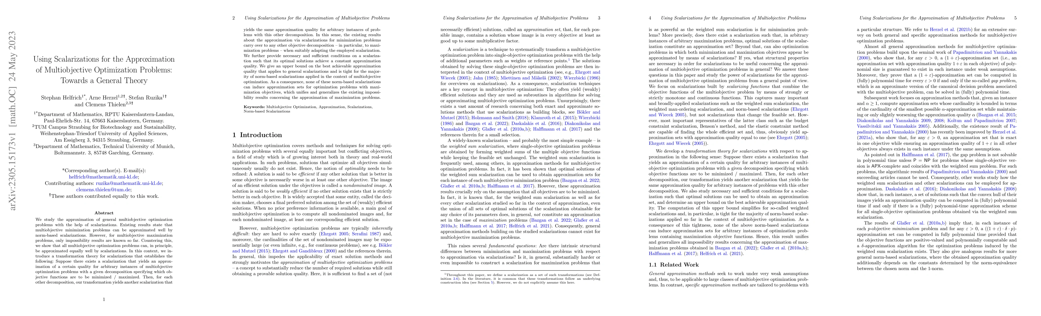 Thumbnail for Using Scalarizations for the Approximation of Multiobjective
  Optimization Problems: Towards a General Theory
