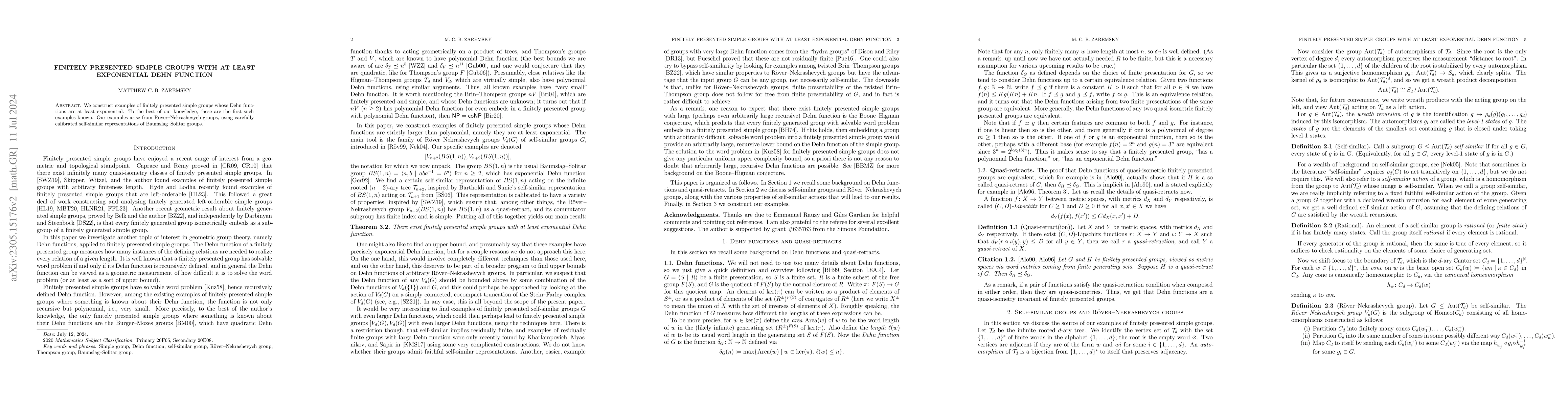 Thumbnail for Finitely presented simple groups with at least exponential Dehn function