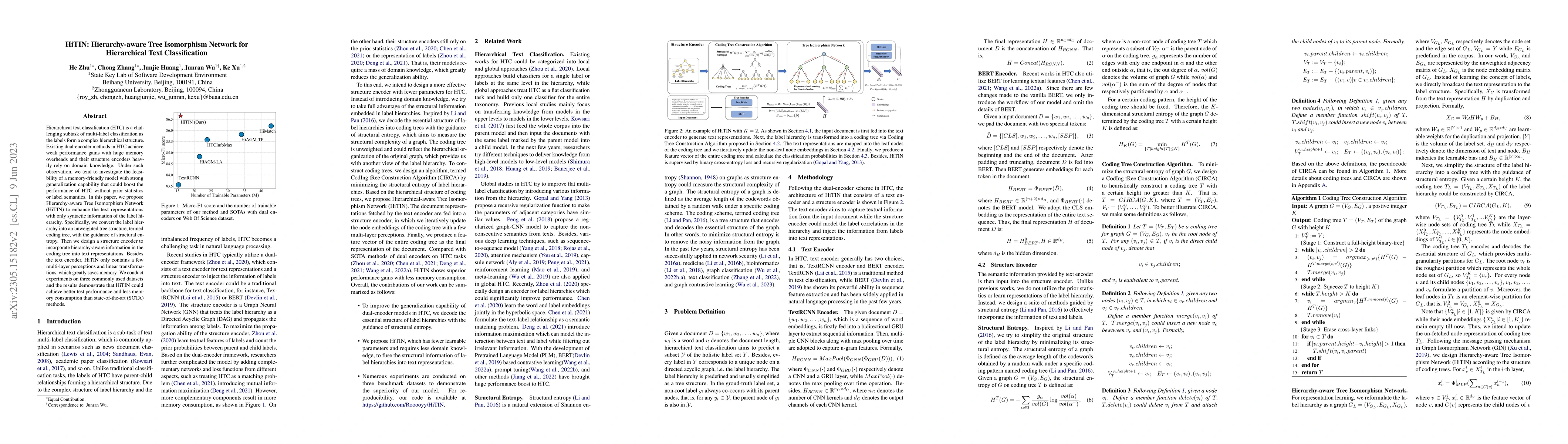 Thumbnail for HiTIN: Hierarchy-aware Tree Isomorphism Network for Hierarchical Text
  Classification