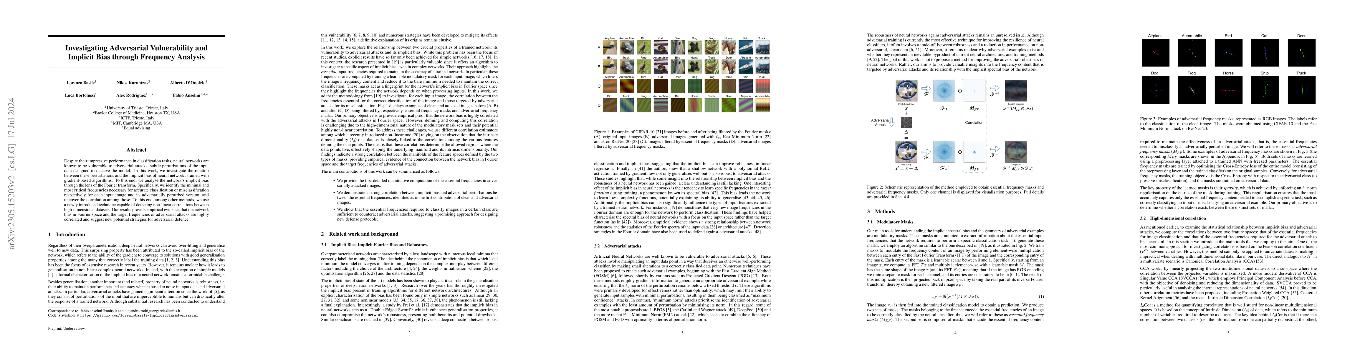 Thumbnail for Investigating Adversarial Vulnerability and Implicit Bias through
  Frequency Analysis