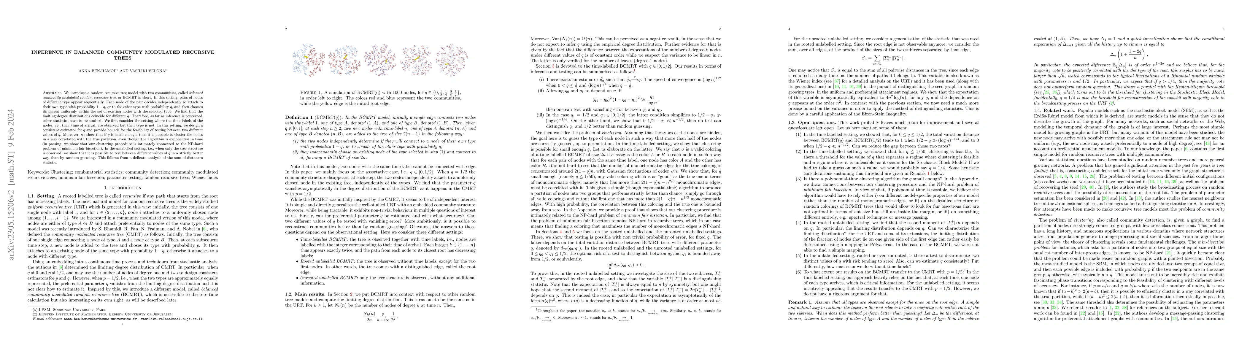 Thumbnail for Inference in balanced community modulated recursive trees