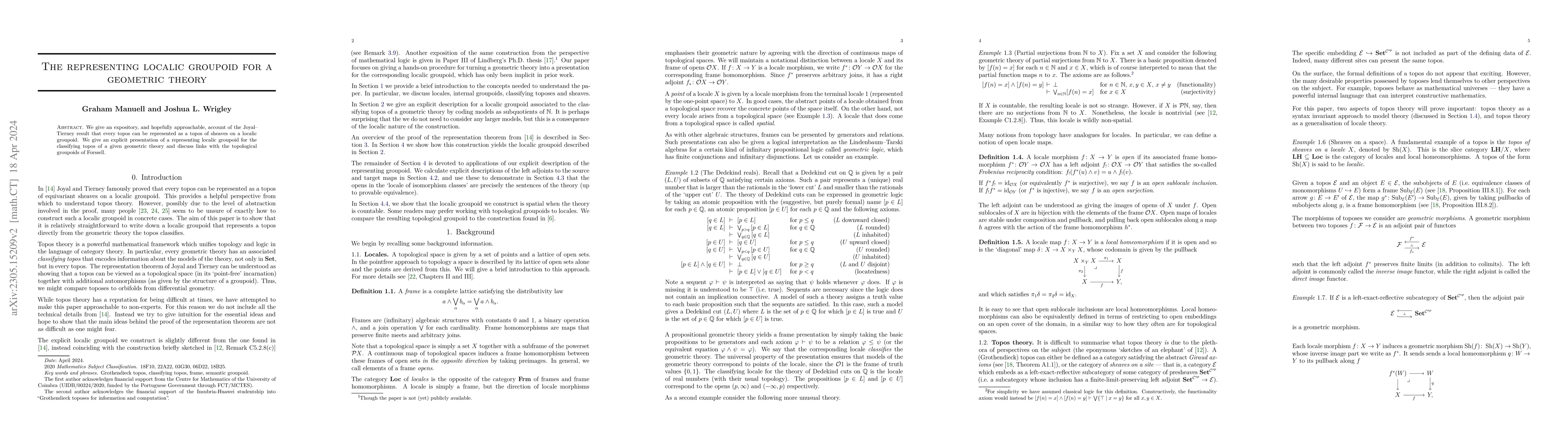 Thumbnail for The representing localic groupoid for a geometric theory
