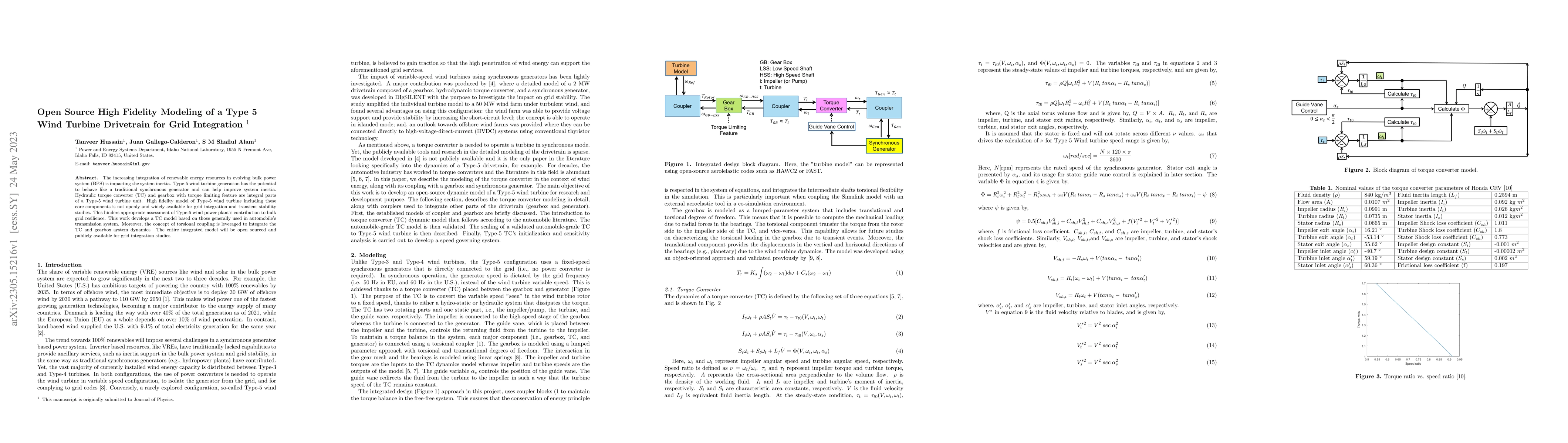 Thumbnail for Open Source High Fidelity Modeling of a Type 5 Wind Turbine Drivetrain
  for Grid Integration