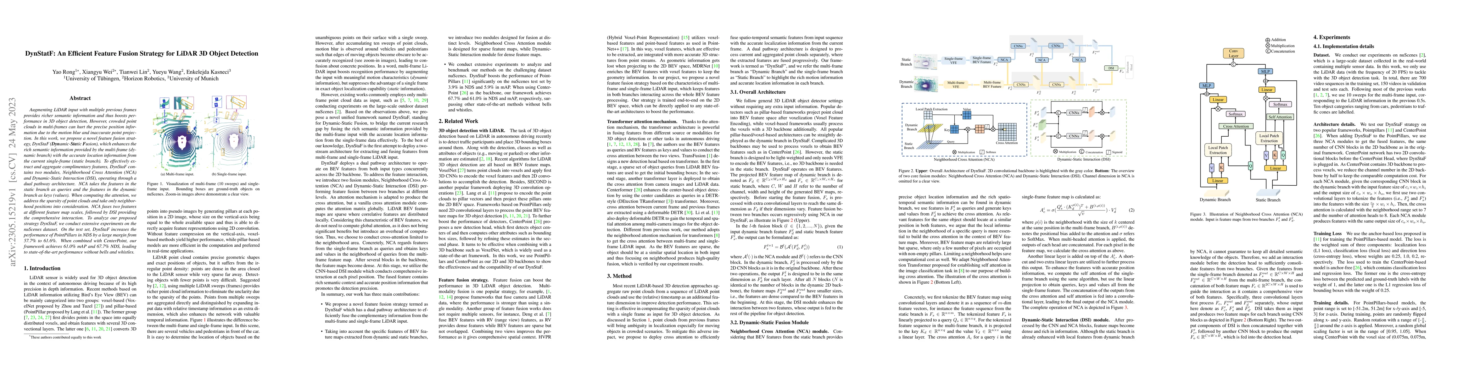 Thumbnail for DynStatF: An Efficient Feature Fusion Strategy for LiDAR 3D Object
  Detection