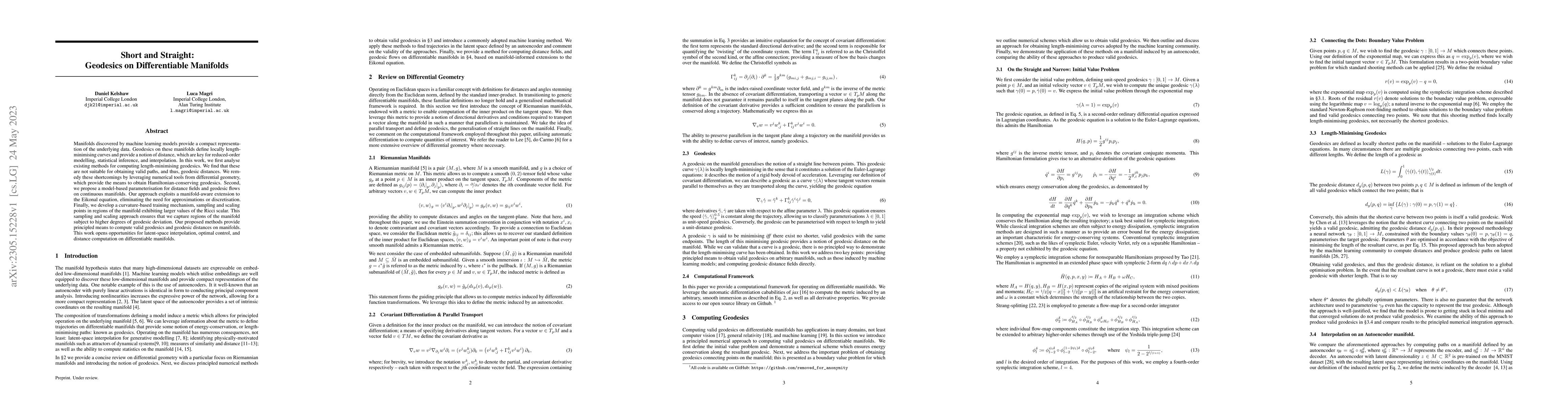Thumbnail for Short and Straight: Geodesics on Differentiable Manifolds