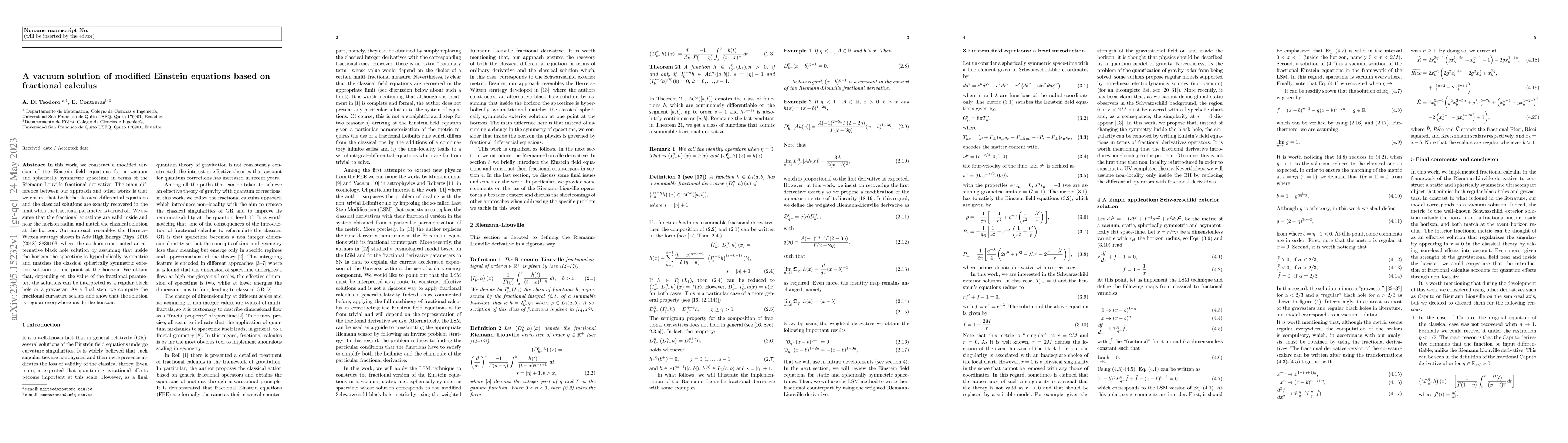 Thumbnail for A vacuum solution of modified Einstein equations based on fractional
  calculus