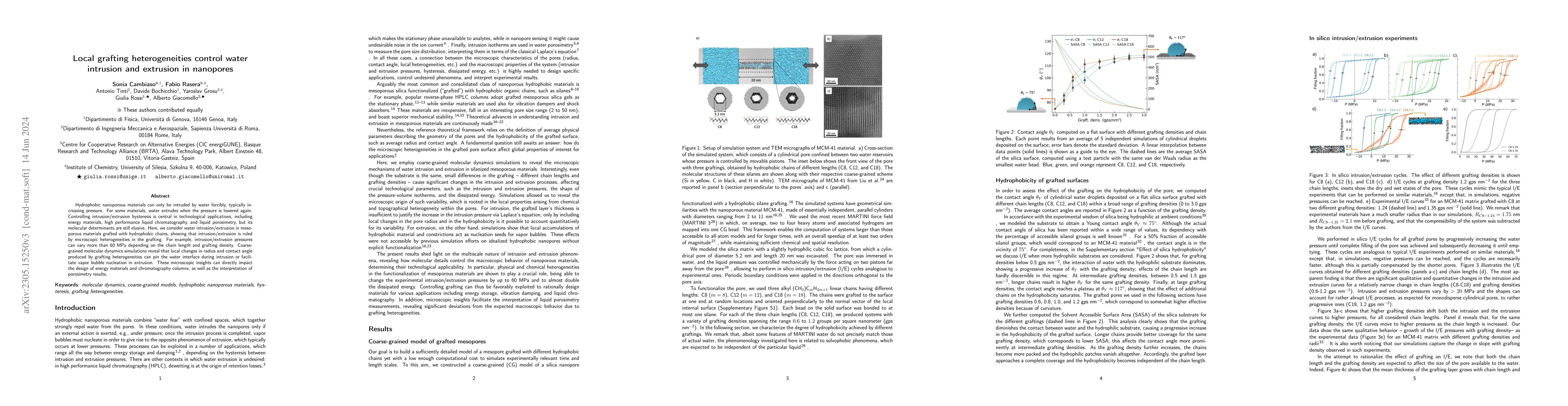 Thumbnail for Local grafting heterogeneities control water intrusion and extrusion in
  nanopores