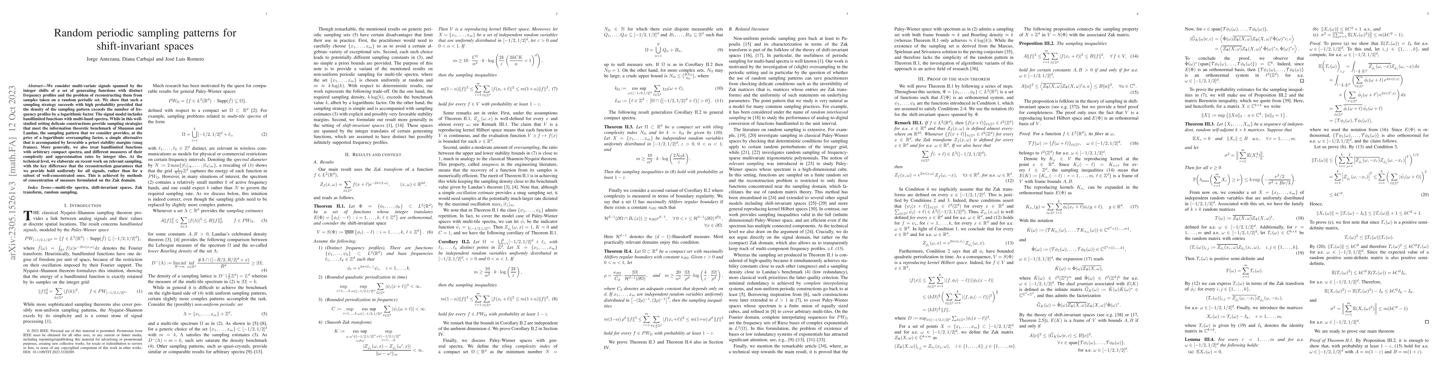 Thumbnail for Random periodic sampling patterns for shift-invariant spaces