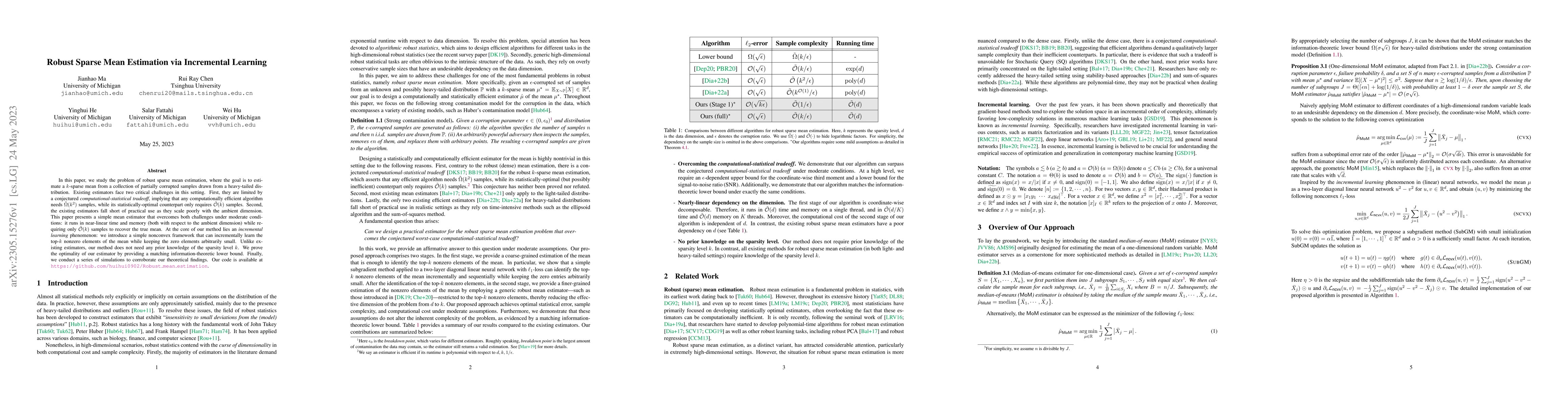 Thumbnail for Robust Sparse Mean Estimation via Incremental Learning