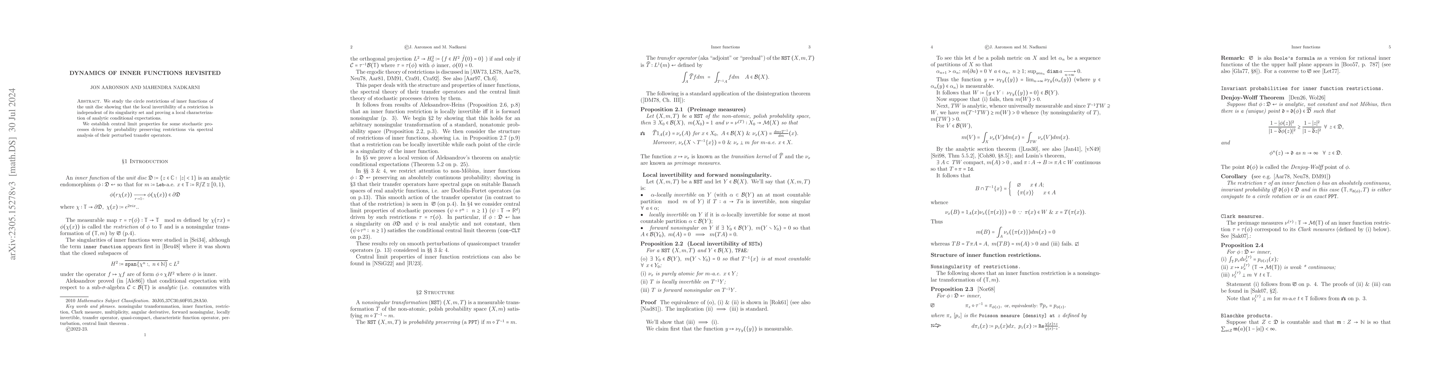 Thumbnail for Dynamics of inner functions revisited