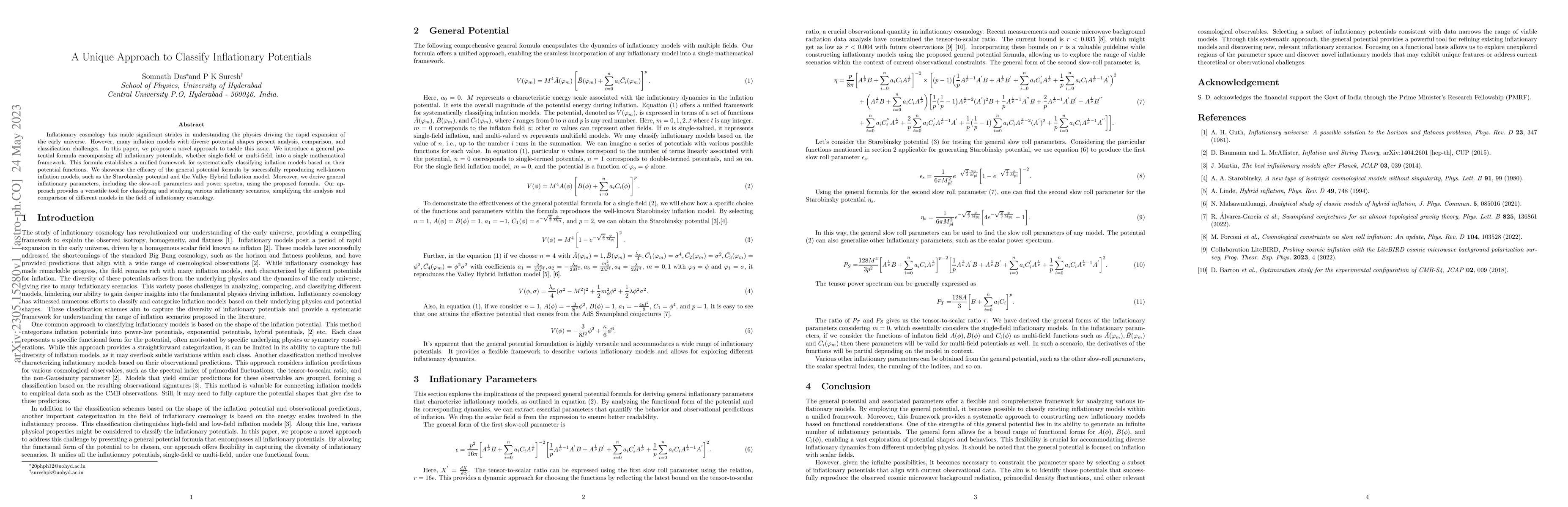 Thumbnail for A Unique Approach to Classify Inflationary Potentials