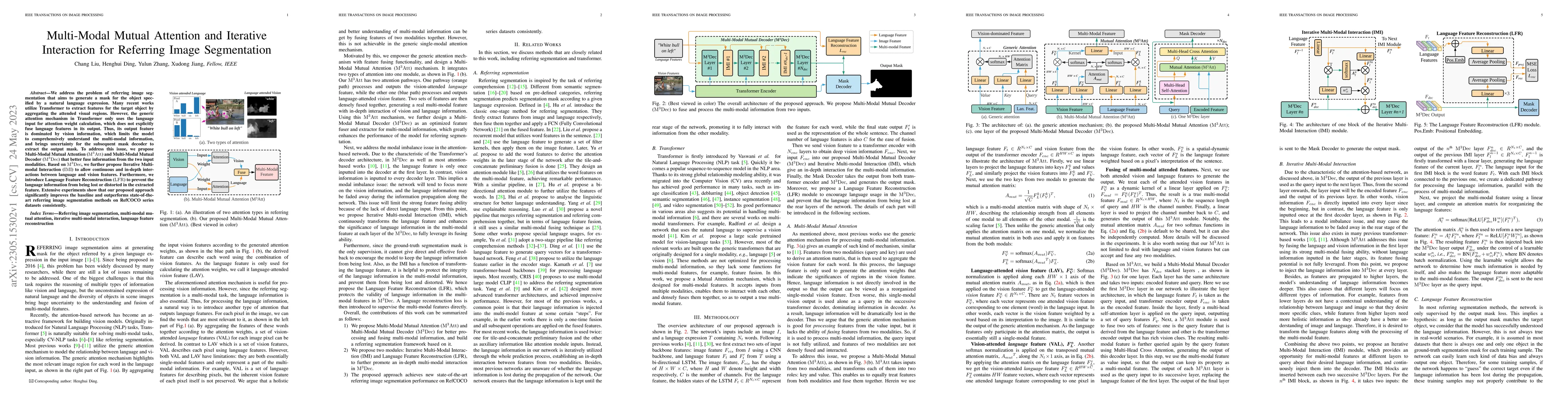 Thumbnail for Multi-Modal Mutual Attention and Iterative Interaction for Referring
  Image Segmentation