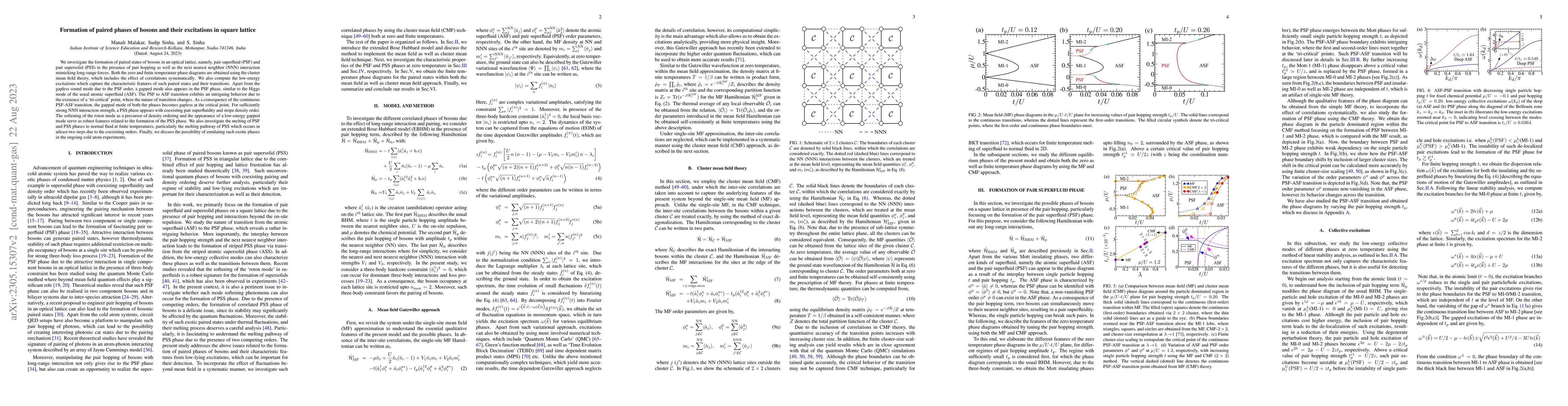 Thumbnail for Formation of paired phases of bosons and their excitations in a square
  lattice