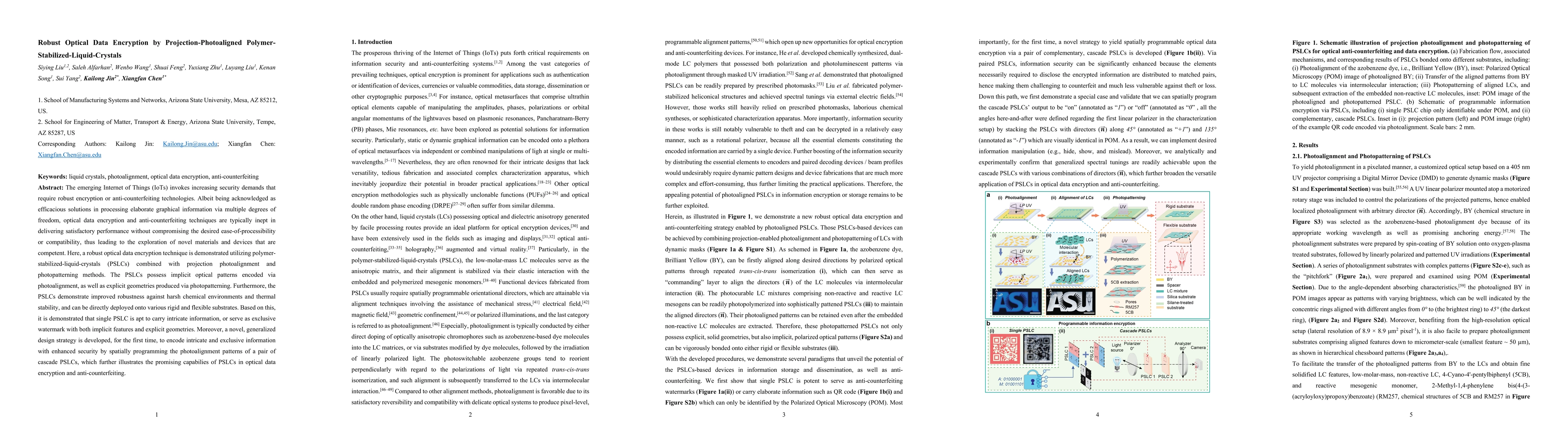 Thumbnail for Robust Optical Data Encryption by Projection-Photoaligned
  Polymer-Stabilized-Liquid-Crystals