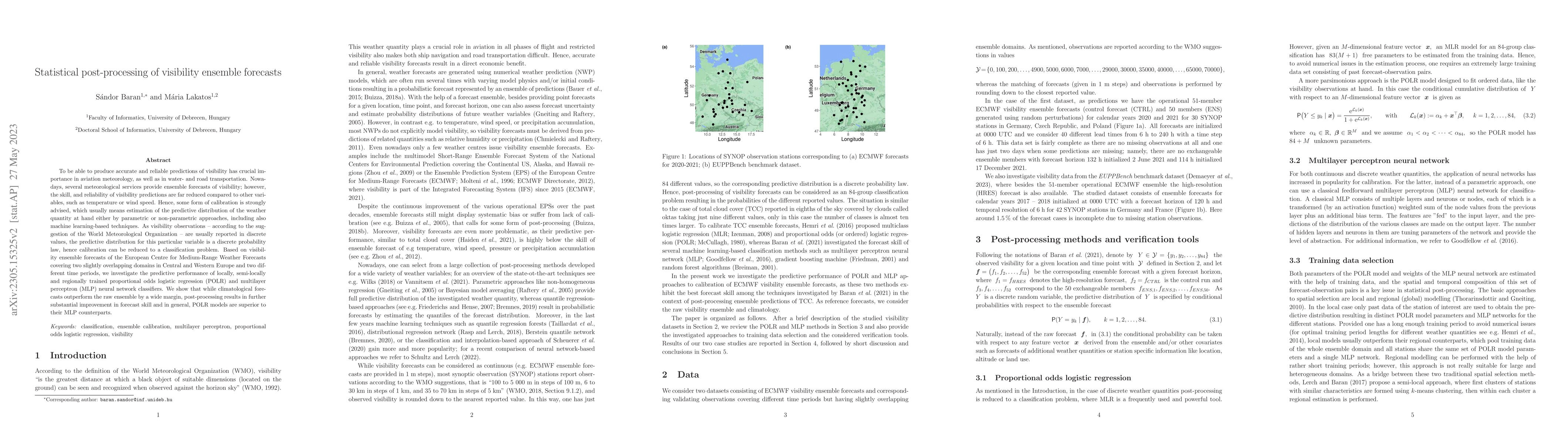 Thumbnail for Statistical post-processing of visibility ensemble forecasts