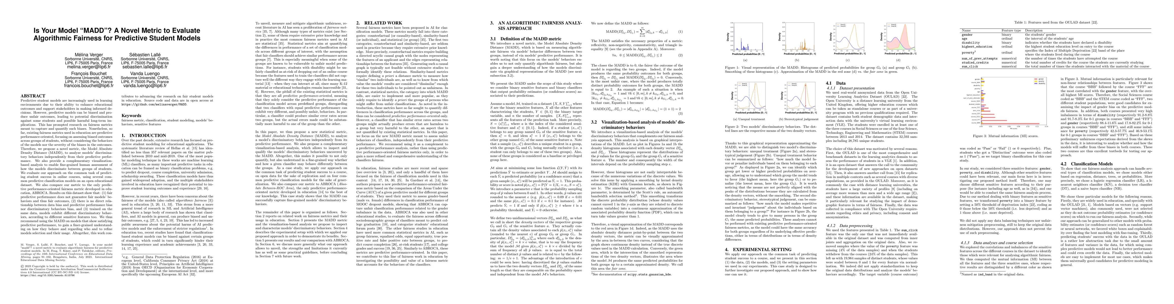 Thumbnail for Is Your Model "MADD"? A Novel Metric to Evaluate Algorithmic Fairness
  for Predictive Student Models