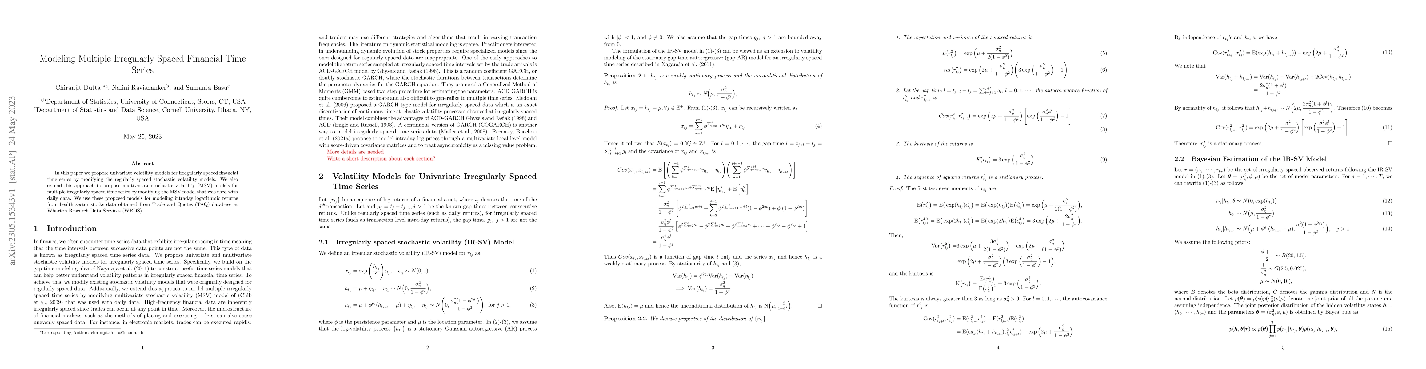 Thumbnail for Modeling Multiple Irregularly Spaced Financial Time Series