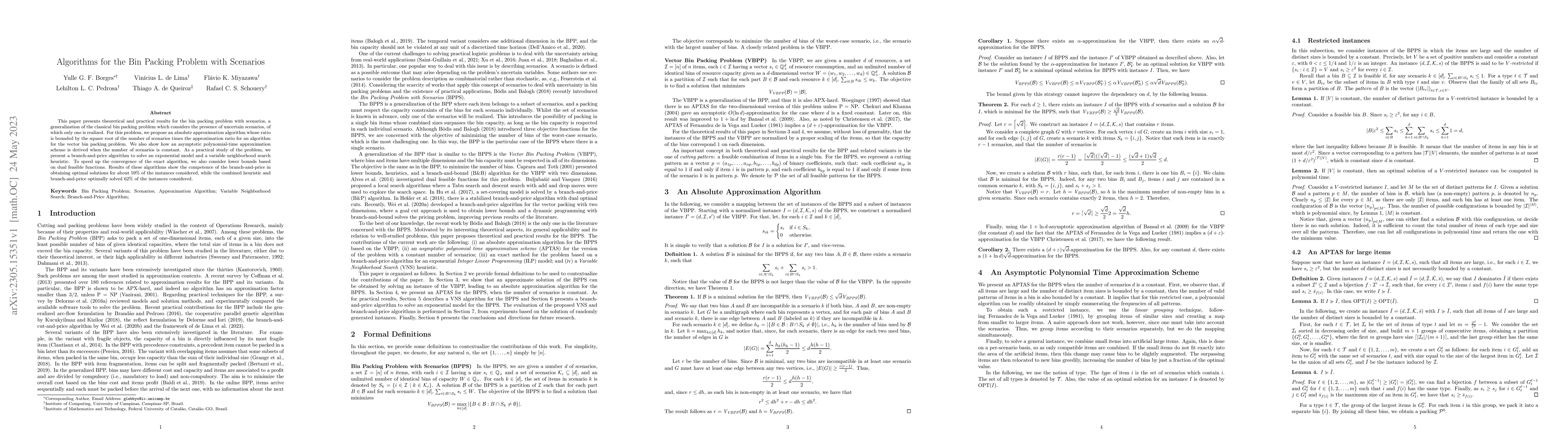 Thumbnail for Algorithms for the Bin Packing Problem with Scenarios