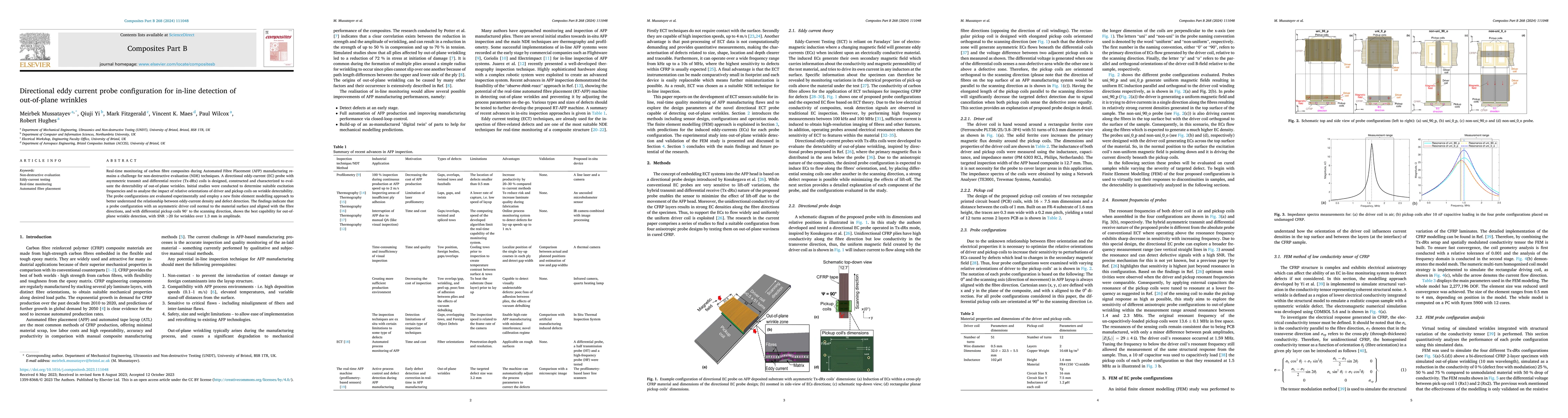 Thumbnail for Directional eddy current probe configuration for in-line detection of
  out-of-plane wrinkles
