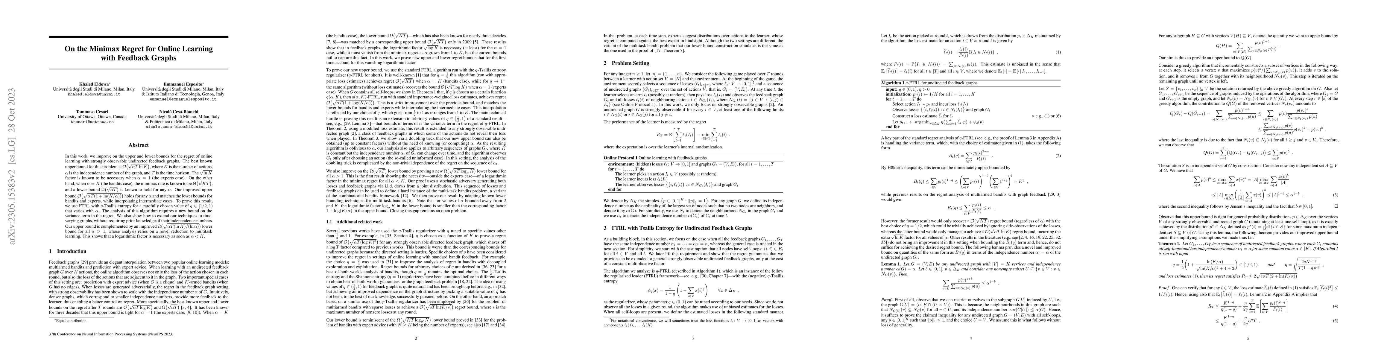 Thumbnail for On the Minimax Regret for Online Learning with Feedback Graphs