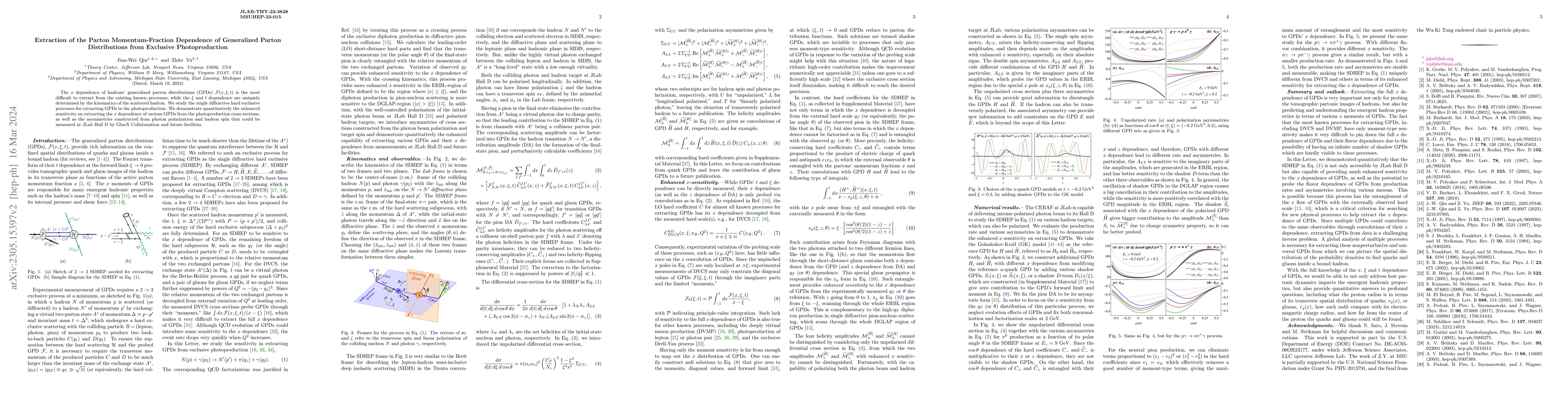 Thumbnail for Extraction of the Parton Momentum-Fraction Dependence of Generalized
  Parton Distributions from Exclusive Photoproduction