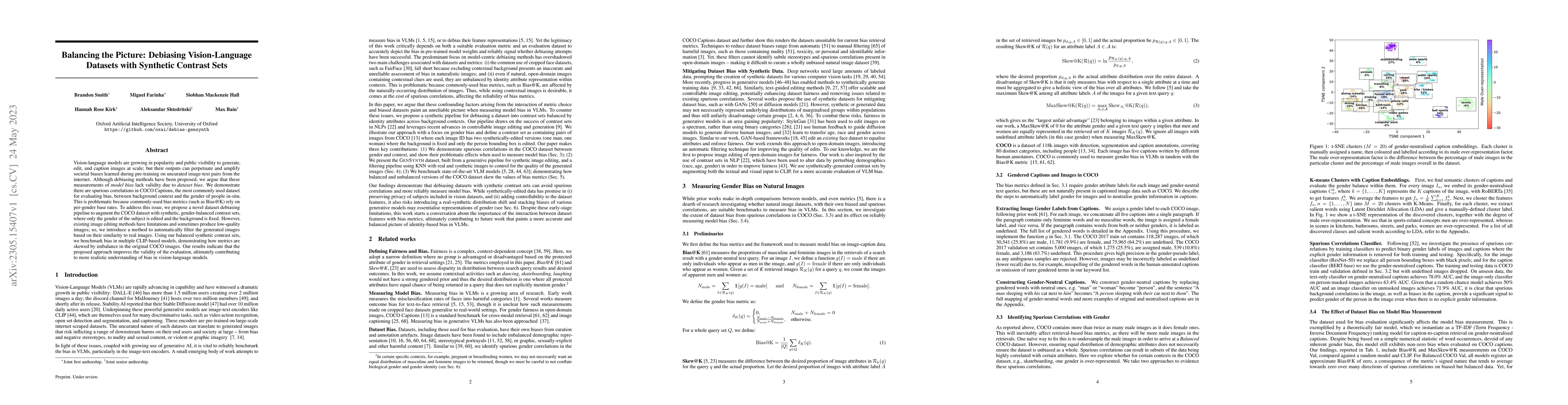 Thumbnail for Balancing the Picture: Debiasing Vision-Language Datasets with Synthetic
  Contrast Sets