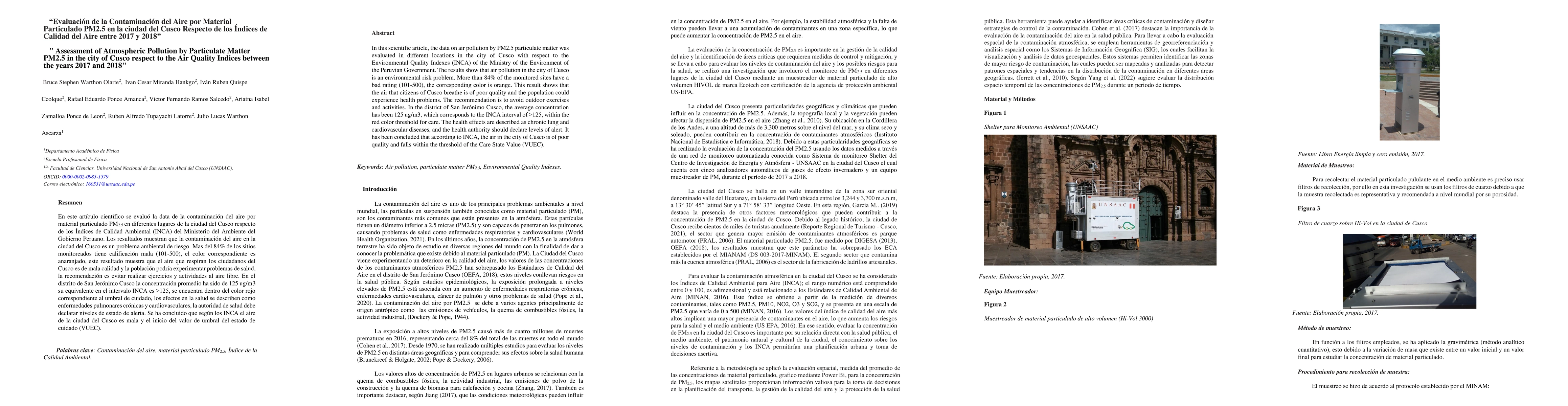 Thumbnail for Evaluacion de la contaminacion del aire por material particulado pm2.5
  en la ciudad del cusco respecto de los indices de calidad del aire entre 2017
  y 2018