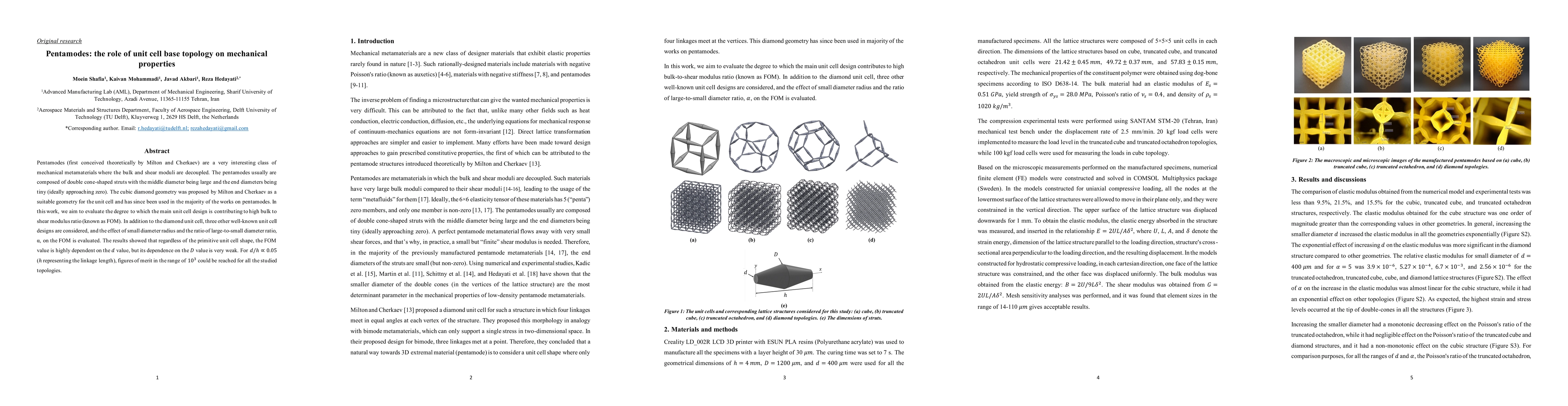 Thumbnail for Pentamodes: the role of unit cell base topology on mechanical properties