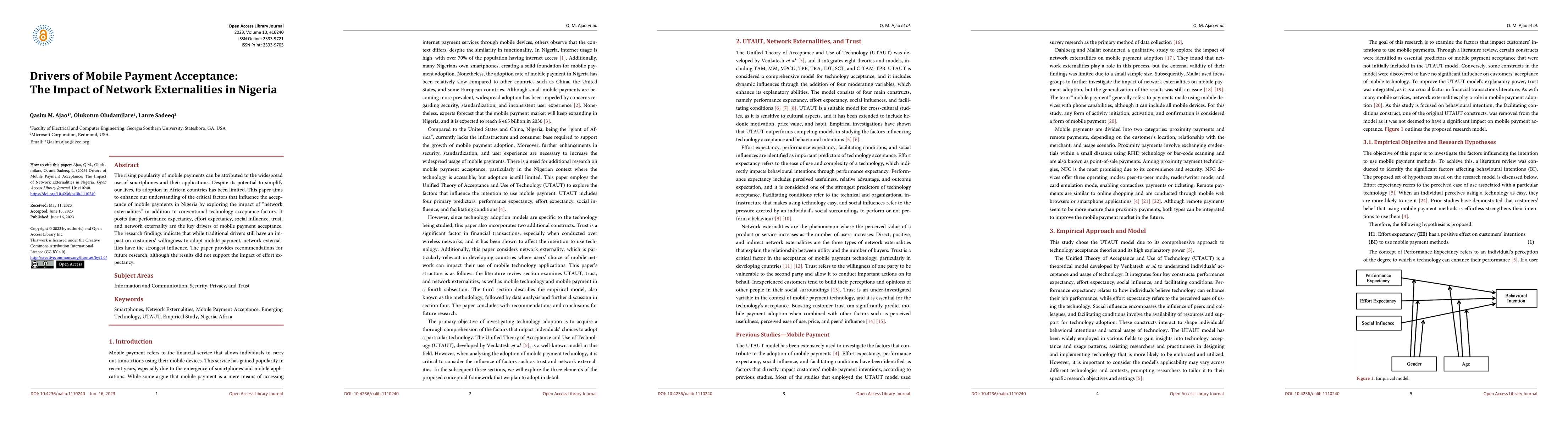 Thumbnail for Drivers of Mobile Payment Acceptance:The Impact of Network Externalities
  in Nigeria