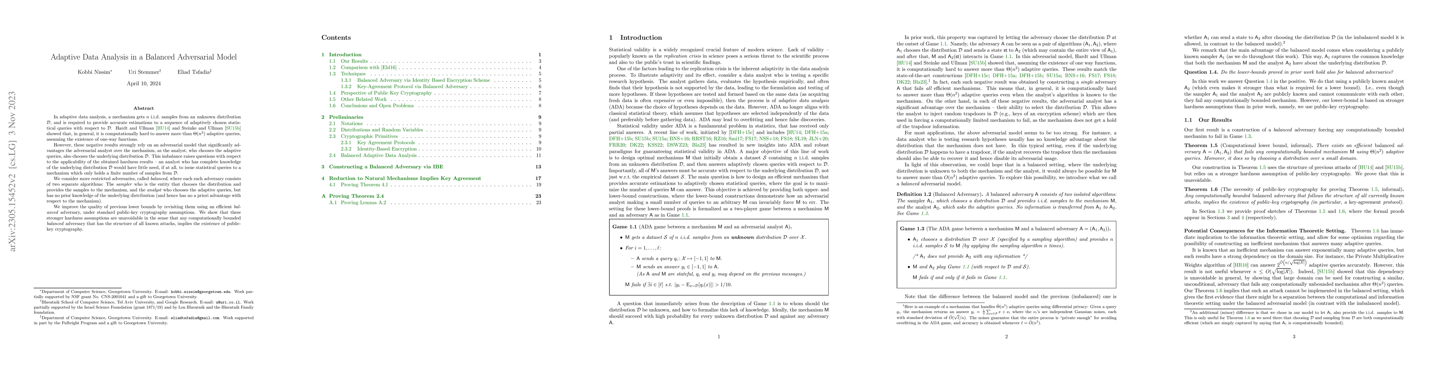 Thumbnail for Adaptive Data Analysis in a Balanced Adversarial Model