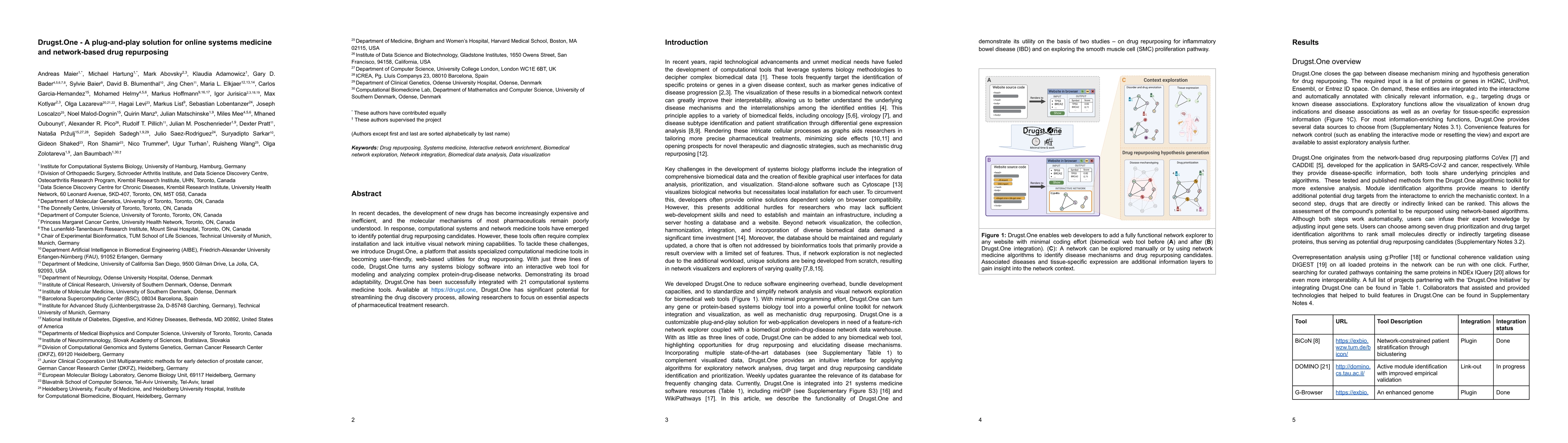 Thumbnail for Drugst.One -- A plug-and-play solution for online systems medicine and
  network-based drug repurposing
