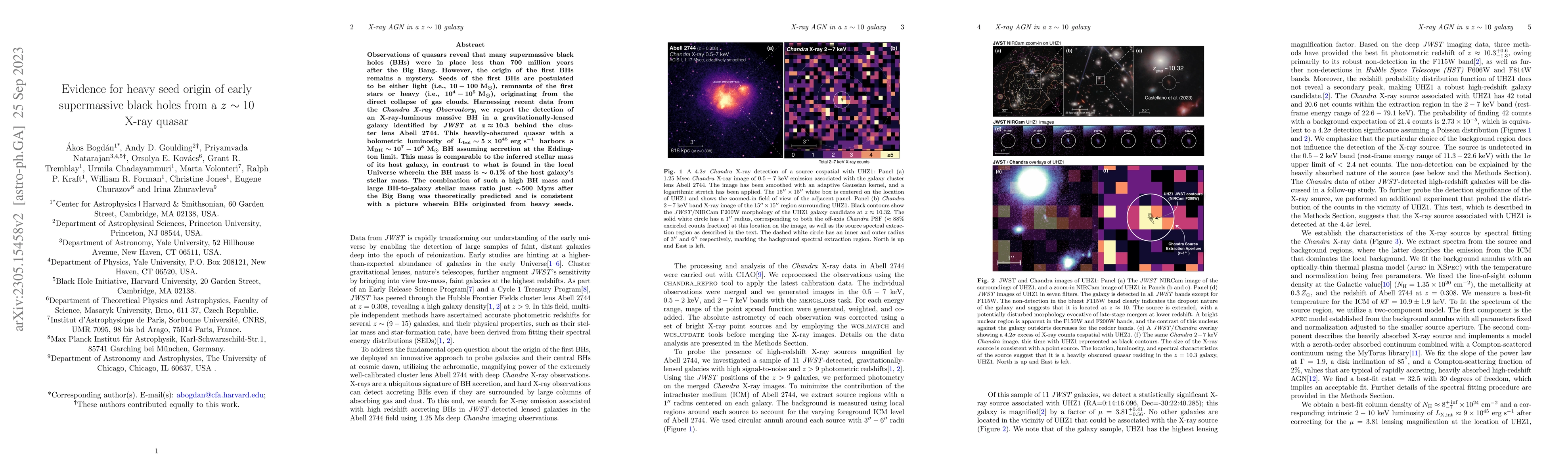 Thumbnail for Evidence for heavy seed origin of early supermassive black holes from a
  z~10 X-ray quasar