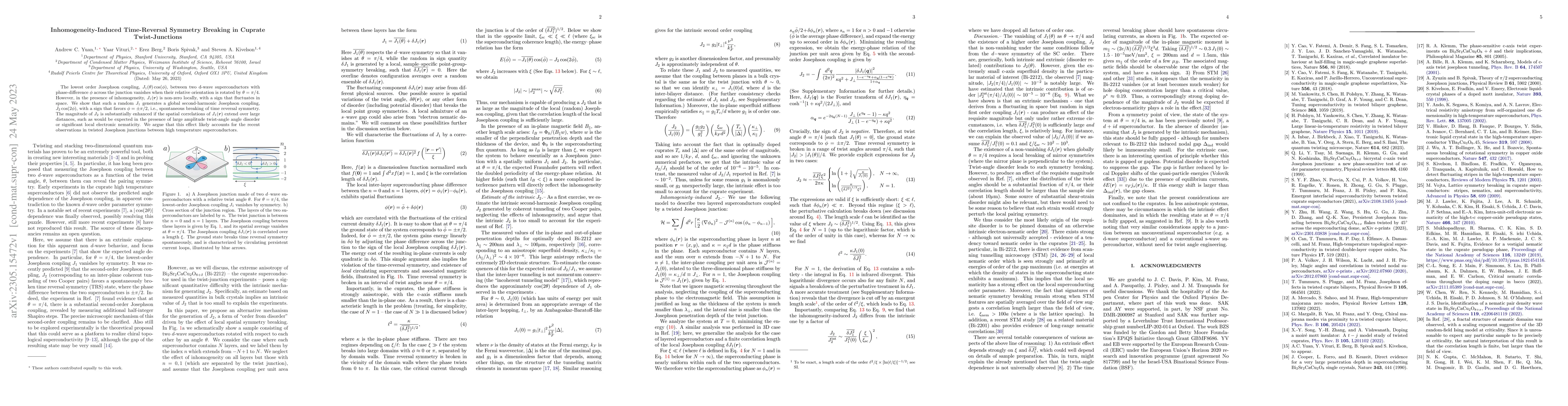 Thumbnail for Inhomogeneity-Induced Time-Reversal Symmetry Breaking in Cuprate
  Twist-Junctions