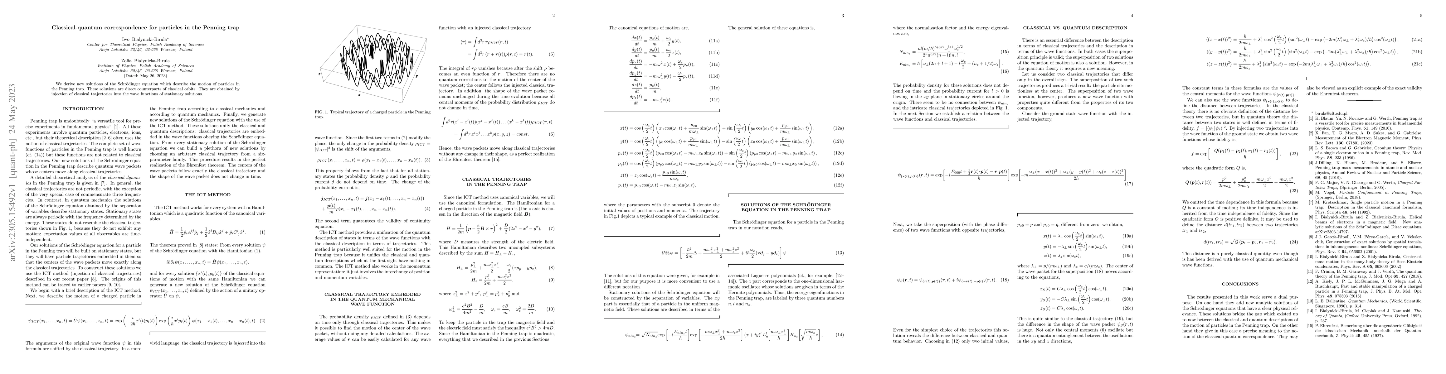 Thumbnail for Classical-quantum correspondence for particles in the Penning trap