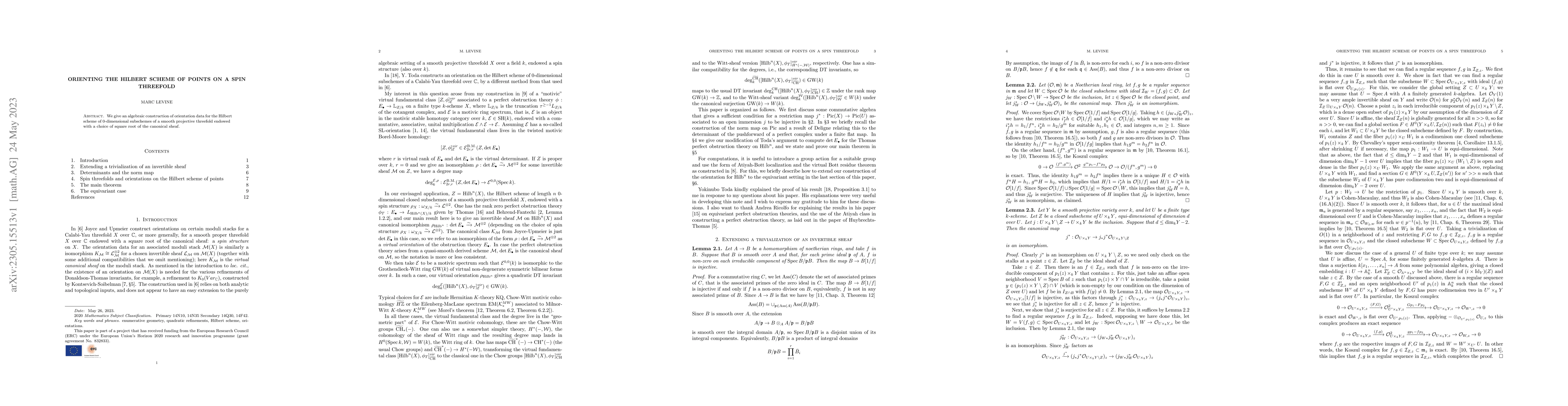 Thumbnail for Orienting the Hilbert scheme of points on a spin threefold