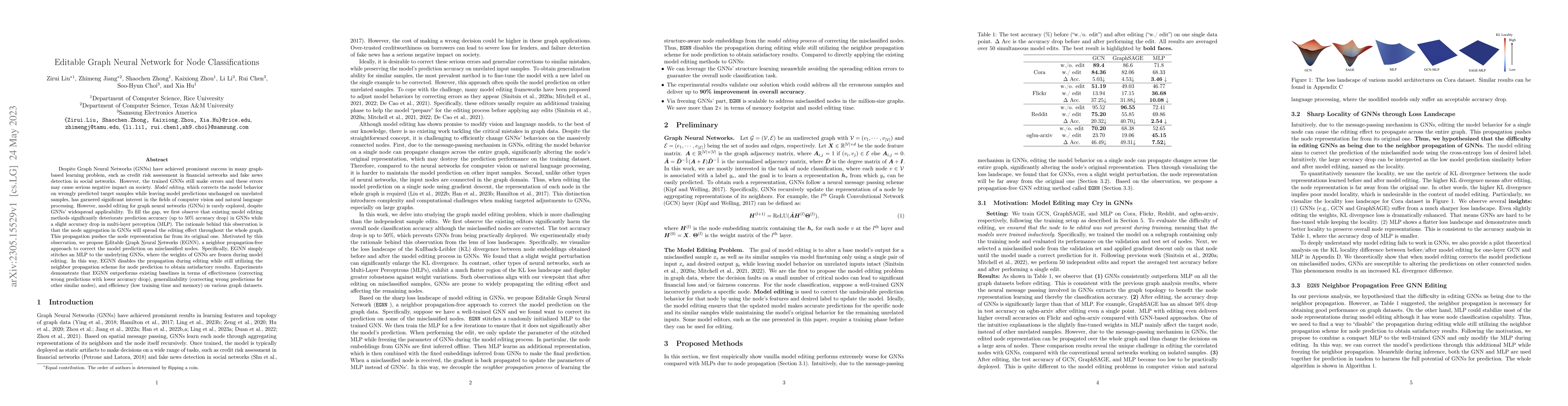 Thumbnail for Editable Graph Neural Network for Node Classifications