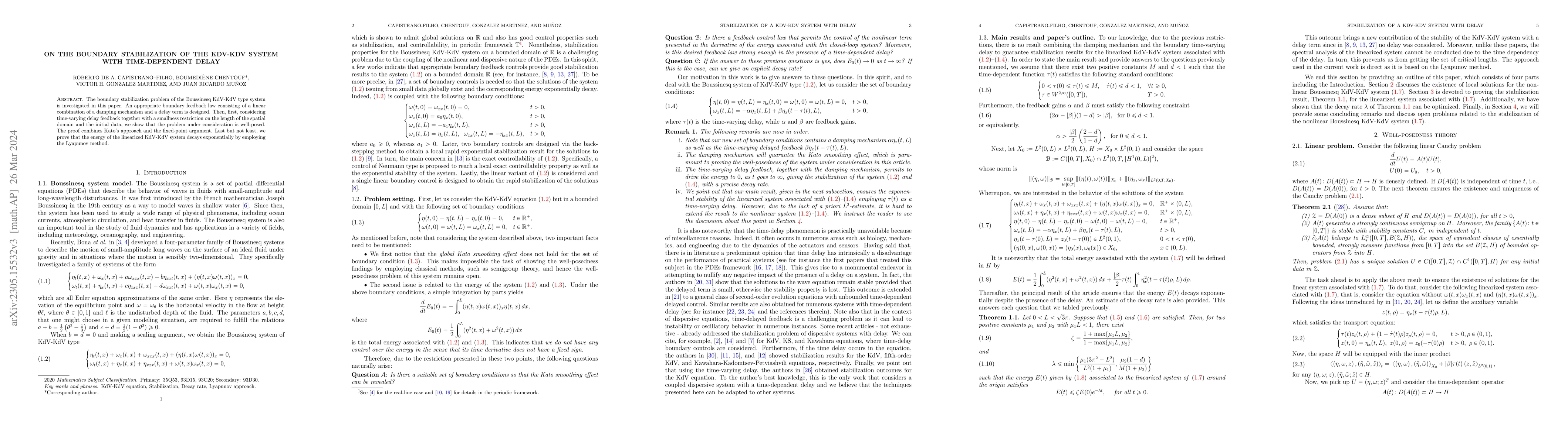 Thumbnail for On the boundary stabilization of the KdV-KdV system with time-dependent
  delay