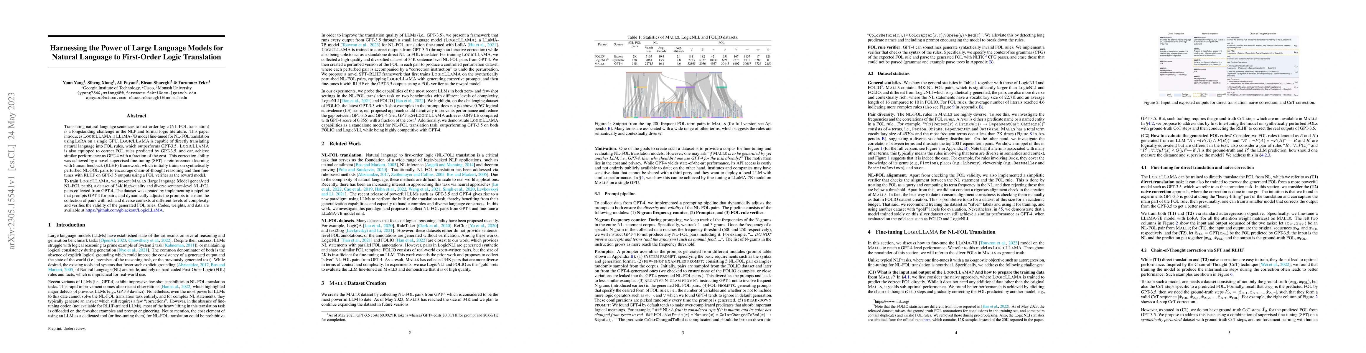 Thumbnail for Harnessing the Power of Large Language Models for Natural Language to
  First-Order Logic Translation