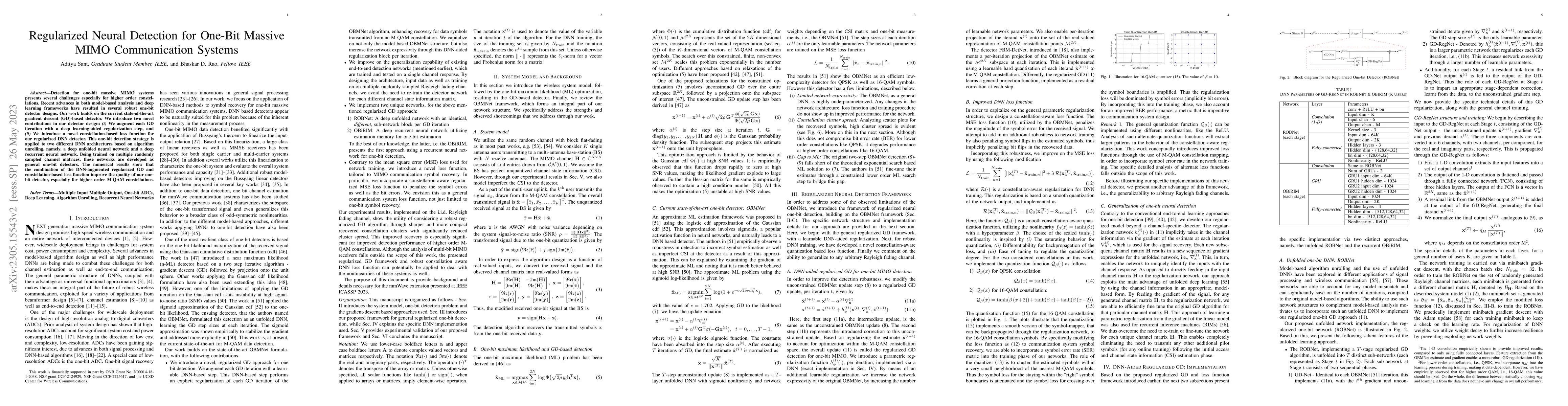Thumbnail for Regularized Neural Detection for One-Bit Massive MIMO Communication
  Systems