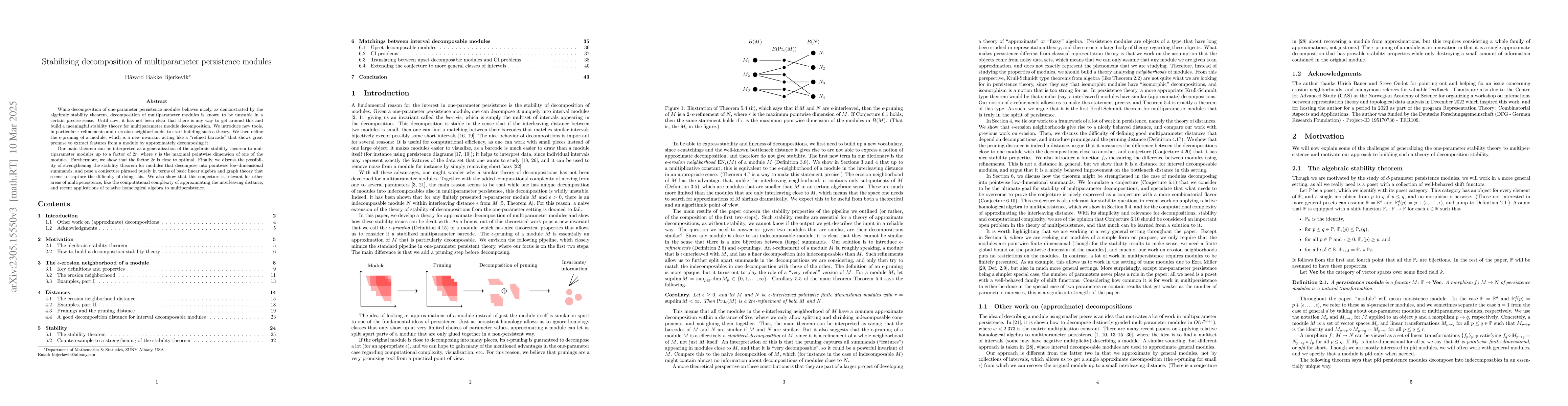 Thumbnail for Stabilizing decomposition of multiparameter persistence modules