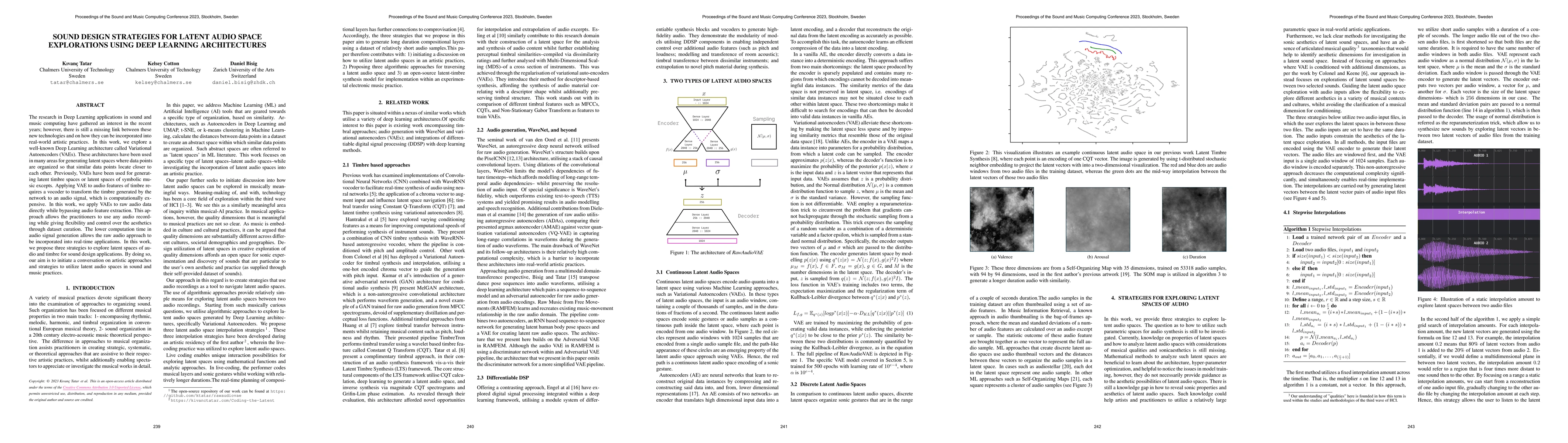 Thumbnail for Sound Design Strategies for Latent Audio Space Explorations Using Deep
  Learning Architectures
