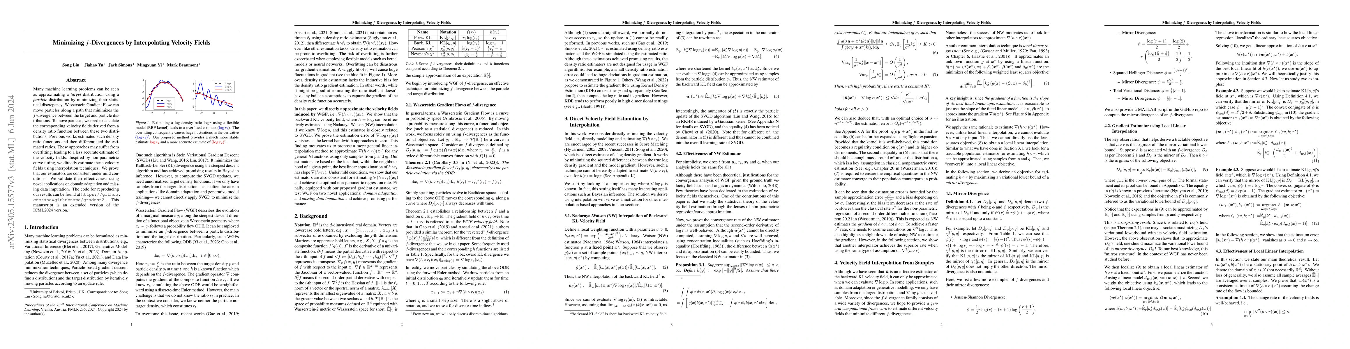 Thumbnail for Minimizing $f$-Divergences by Interpolating Velocity Fields